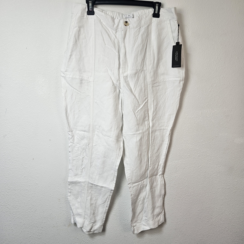 H By Halston Linen Blend Pants Size US XL White